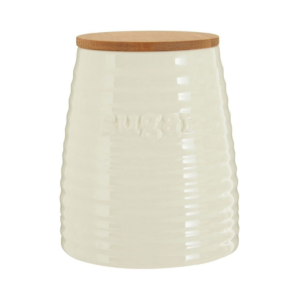 Premier Housewares Winnie Dolomite Sugar Canister With Bamboo Lid Cream