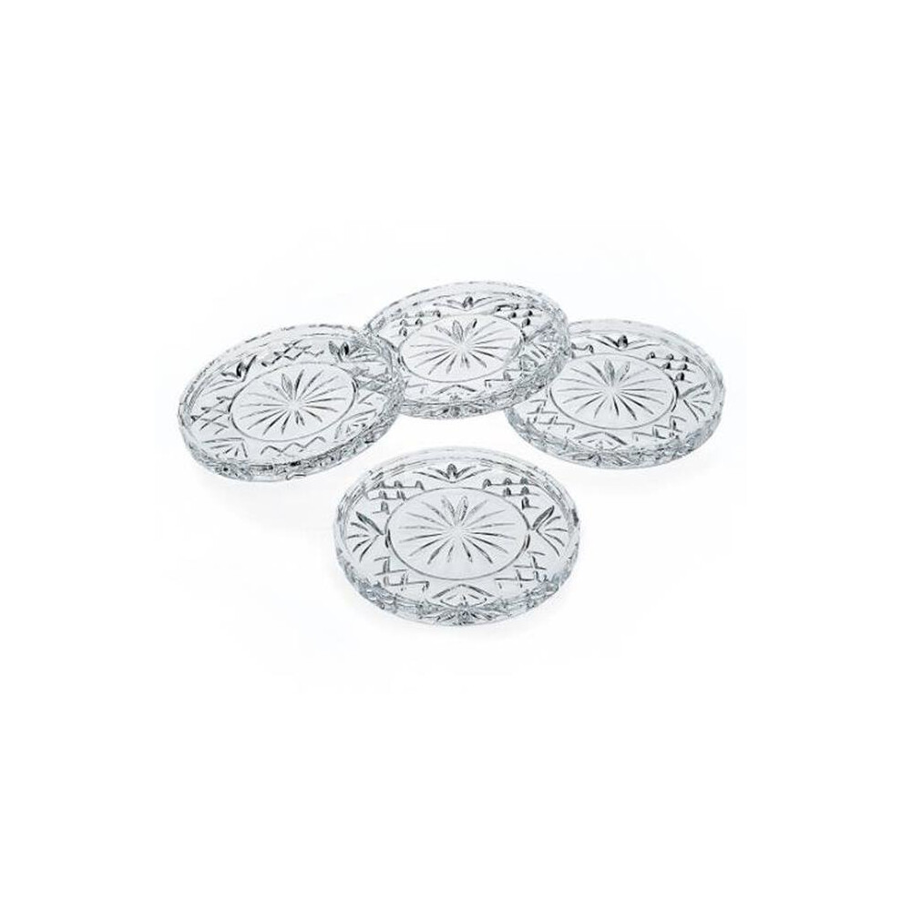 Godinger Dublin 4-Piece Coaster Set - Silver Finish, 4 x 4 x 0.38 in, 25987