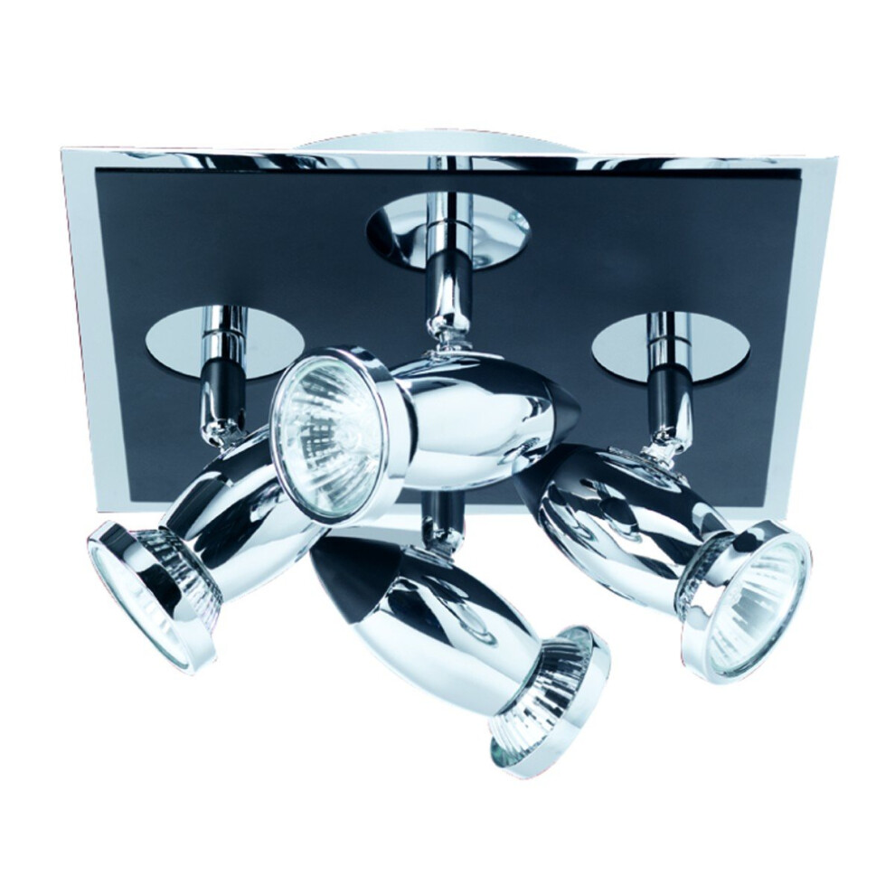 4 Light Square Black And Chrome Finish