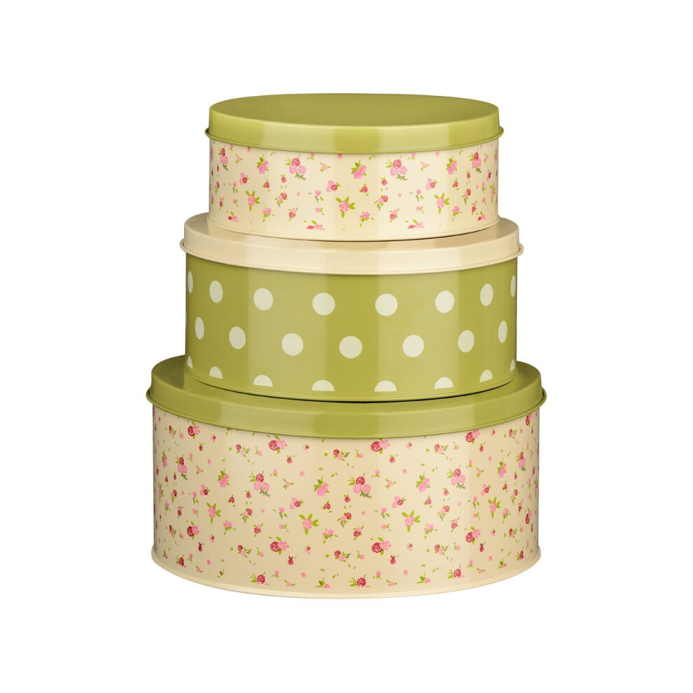 Rose Cottage Set Of 3 Storage Tins, Multi-coloured