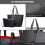 Miss Lulu (Black 6628) Reversible Faux Leather Handbag & Pouch 6