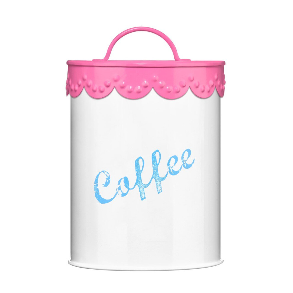 Pink Lace Coffee Canister, White/Pink