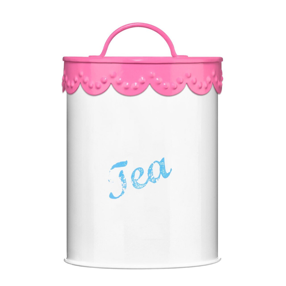 Pink Lace Tea Canister, White/Pink