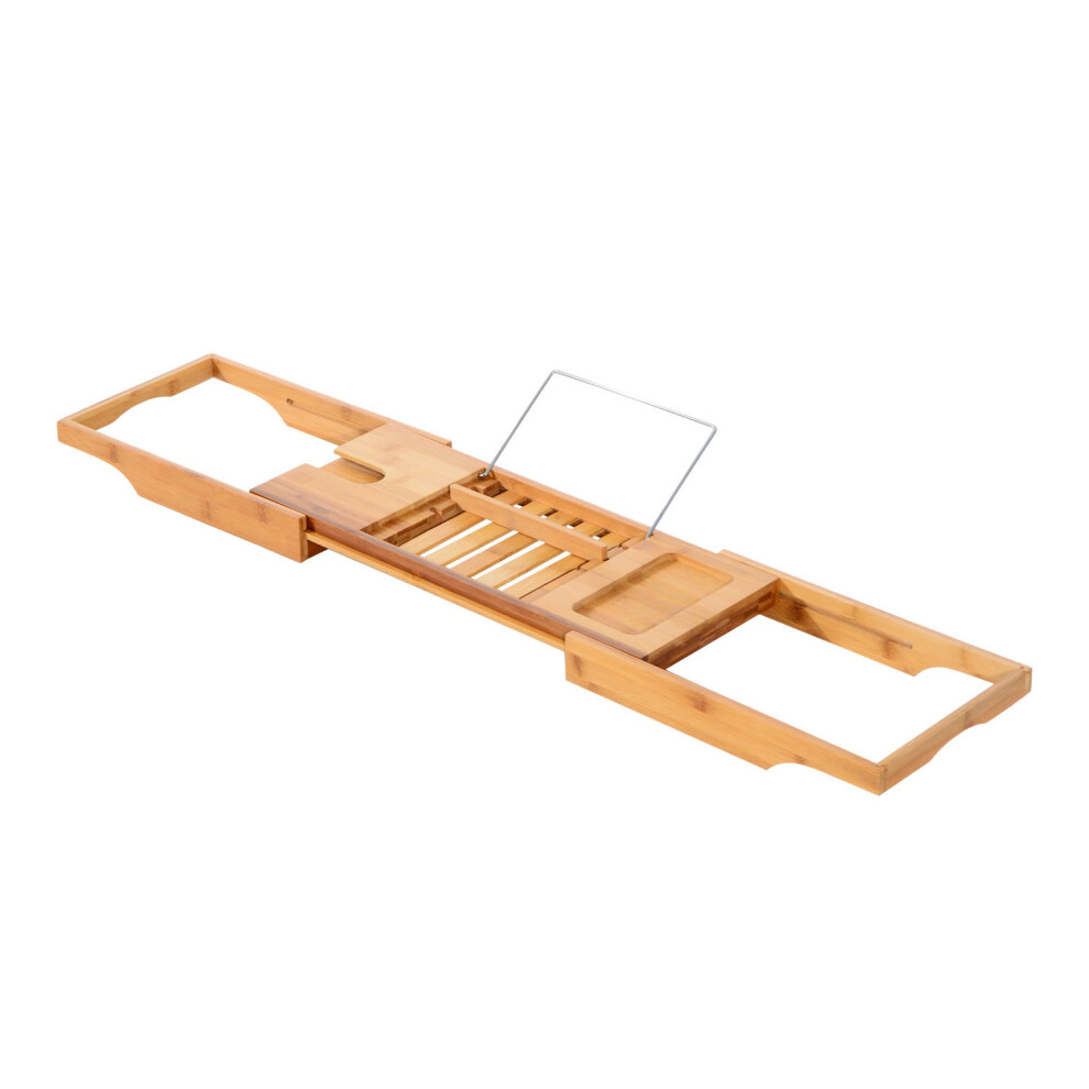 Homcom Extendable Bamboo Bath Caddy | Wooden Bathtub Tray