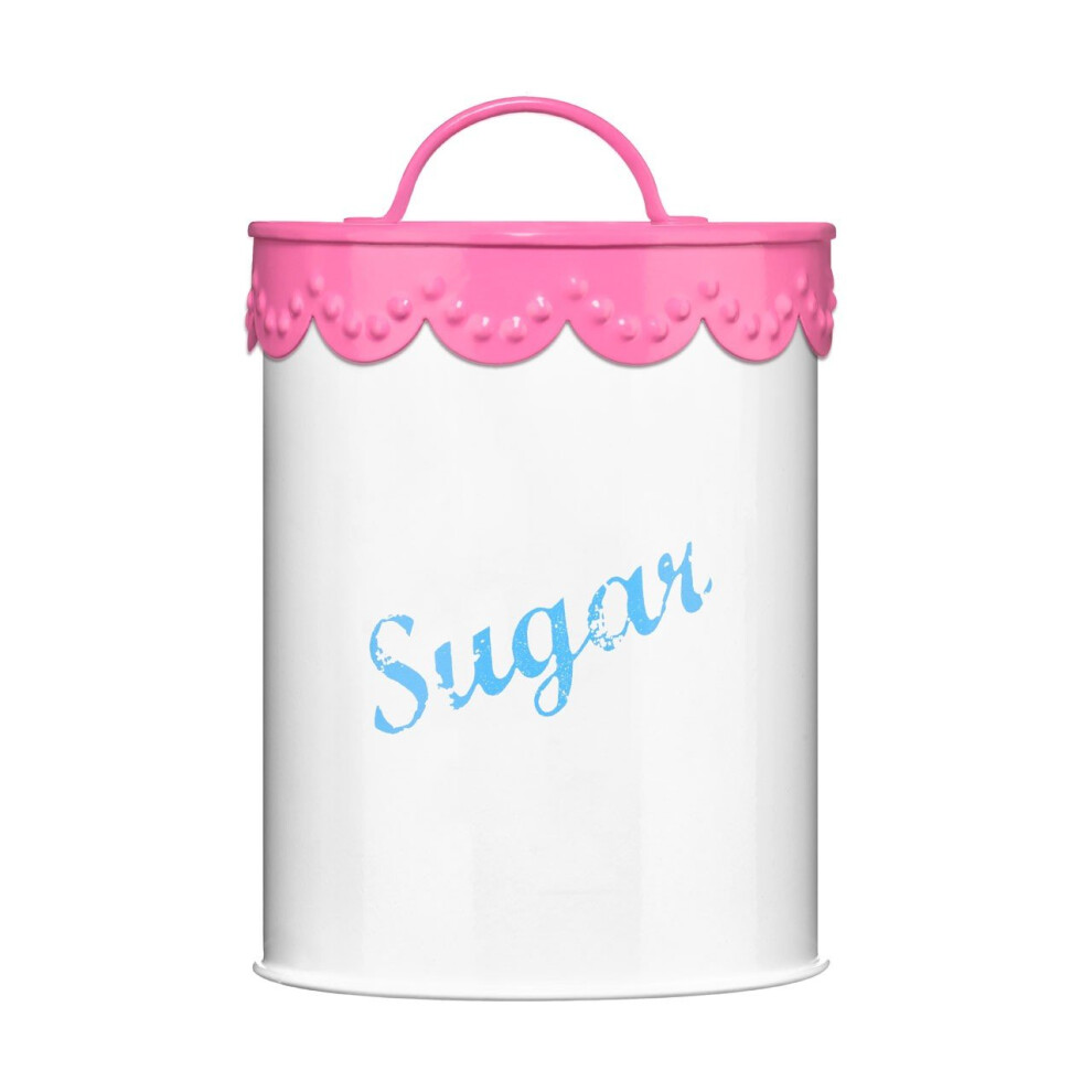 Pink Lace Sugar Canister, White/Pink