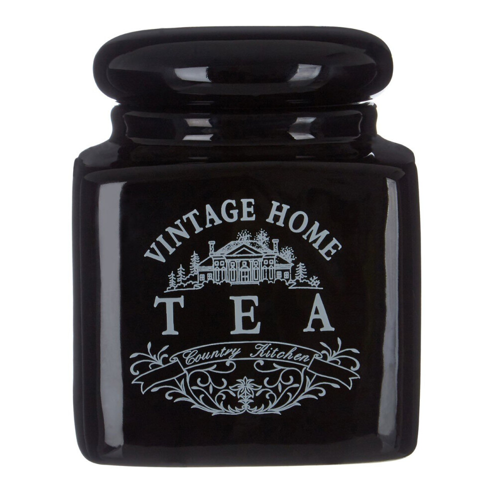 Vintage Home Tea Jar Black Ceramic