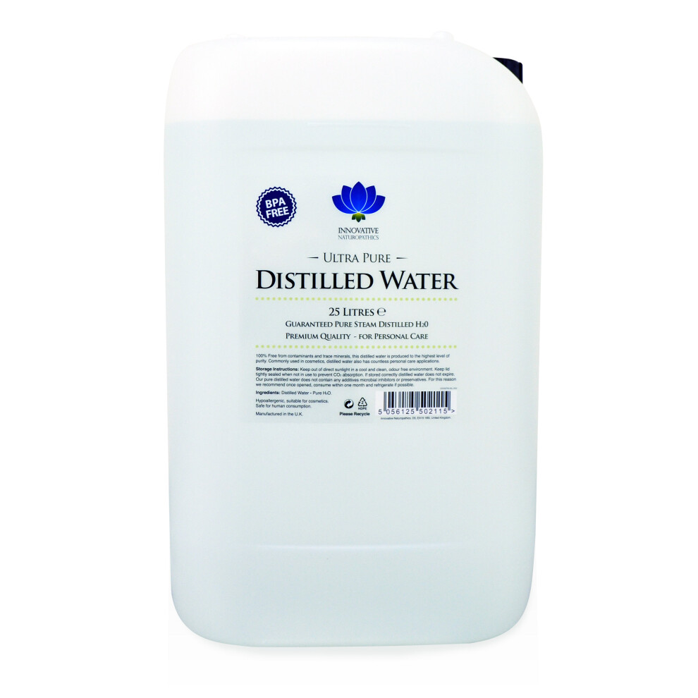 Distilled Water - Pure Steam Distilled H2O - 25 litres - BPA Free Container with 61mm Jerry Can Tap