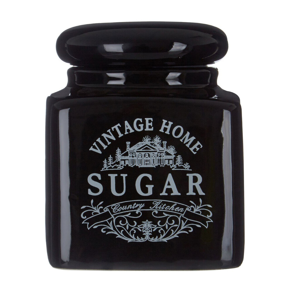 Premier Housewares Vintage Home Sugar Jar Ceramic Black