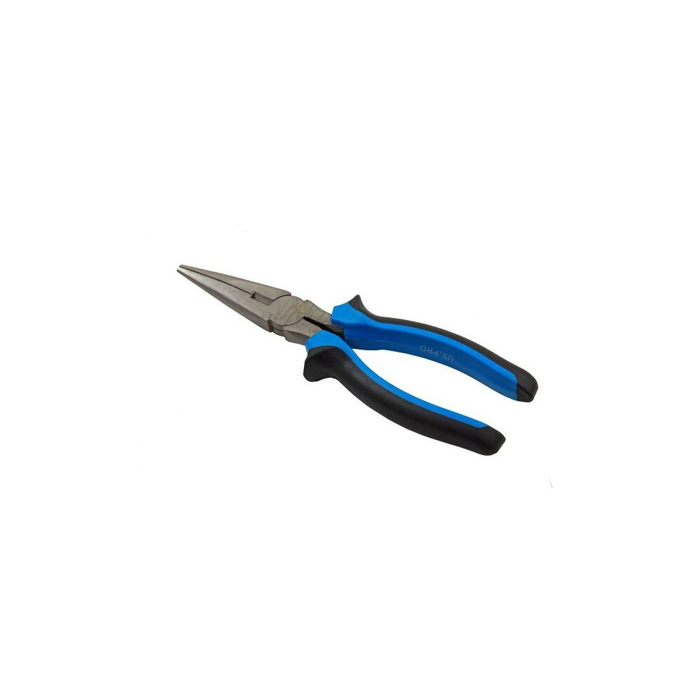 US PRO Tools 8" 200mm Straight Long Nose Pliers NI-FE Finish Comfort Grip