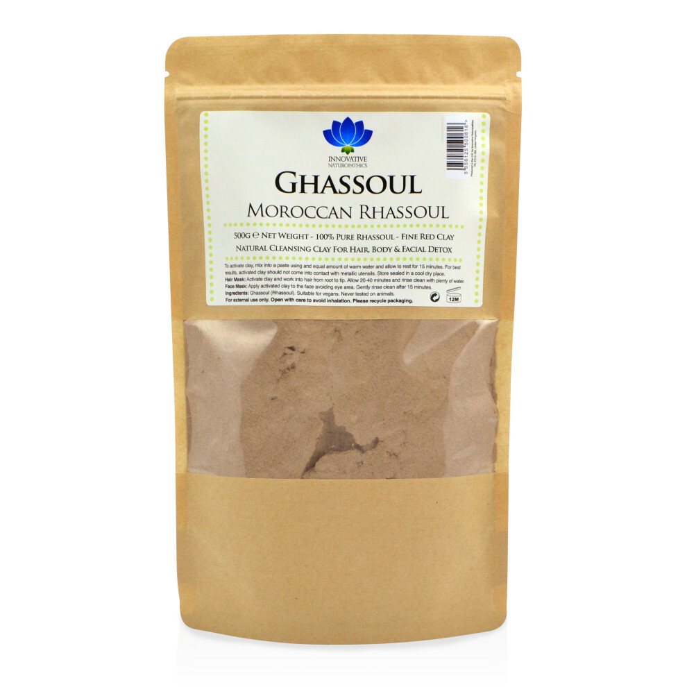 Innovative Naturopathics Rhassoul Clay - Detox, Hair & Face Mask- 500G - Pure Moroccan Ghassoul