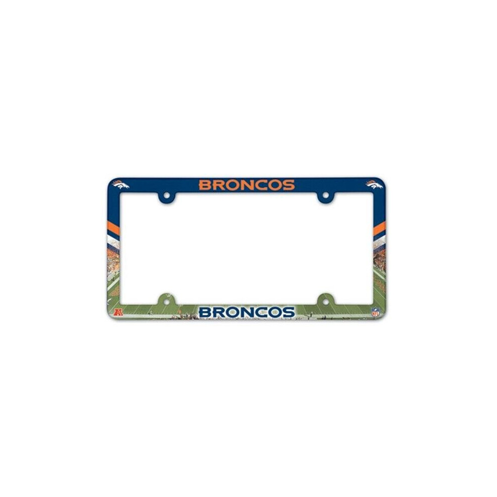 Denver Broncos License Plate Frame Plastic Full Color Style 032085913364