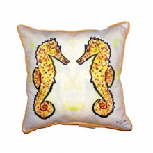 Betsy Drake HJ522 Gold Sea Horses Large Indoor & Outdoor Pillow - 16 x 20 in.