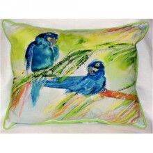 Betsy Drake ZP137 Two Blue Parrots Indoor & Outdoor Throw Pillow, 20 x 24 in.