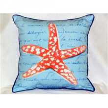 Betsy Drake ZP091B Coral Starfish Blue Throw Pillow, 22 x 22 in.