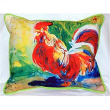 Betsy Drake ZP144 Red Rooster Indoor & Outdoor Throw Pillow, 20 x 24 in.