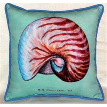 Betsy Drake ZP118C Nautilus - Teal Indoor & Outdoor Throw Pillow, 22 x 22 in.