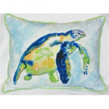 Betsy Drake ZP134 Blue Sea Turtle Indoor & Outdoor Throw Pillow, 20 x 24 in.