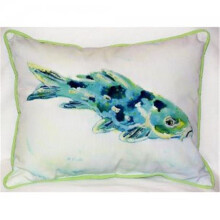 Betsy Drake ZP136 Blue Koi Indoor & Outdoor Throw Pillow, 20 x 24 in.