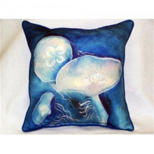 Betsy Drake ZP174 Blue Jellyfish Indoor & Outdoor Throw Pillow, 22 x 22 in.