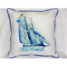 Betsy Drake ZP260 Blue Sailboat Indoor & Outdoor Throw Pillow, 20 x 24 in.