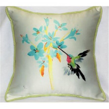 Betsy Drake ZP331 Blue Hummingbird Throw Pillow, 22 x 22 in.