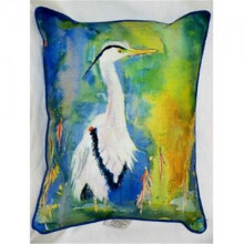 Betsy Drake ZP329 D&Bs Blue Heron Indoor & Outdoor Throw Pillow, 20 x 24 in.