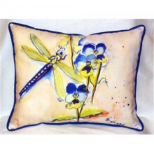 Betsy Drake ZP387 Blue Dragonfly Indoor & Outdoor Throw Pillow, 20 x 24 in.