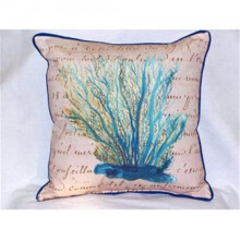 Betsy Drake ZP703B Blue Coral Beige Throw Pillow, 22 x 22 in.