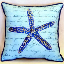 Betsy Drake HJ991 Blue Starfish Indoor & Outdoor Throw Pillow, 18 x 18 in.