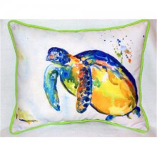 Betsy Drake ZP517 Blue Sea Turtle II Indoor & Outdoor Throw Pillow, 20 x 24 in.
