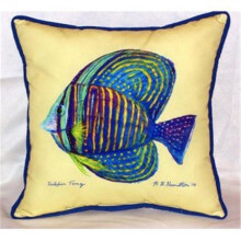 Betsy Drake ZP678C Sailfin Tang - Yellow Indoor & Outdoor Throw Pillow, 22 x 22 in.