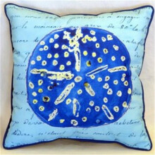 Betsy Drake HJ989 Blue Sand Dollar Indoor & Outdoor Throw Pillow, 18 x 18 in.