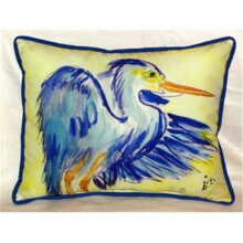 Betsy Drake ZP963 Teal Blue Heron Indoor & Outdoor Throw Pillow, 20 x 24 in.