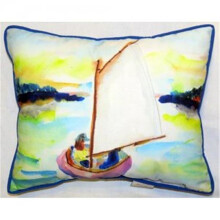 Betsy Drake ZP987 Pink Sailboat Indoor & Outdoor Throw Pillow, 20 x 24 in.
