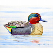 Betsy Drake HJ435 Green Wing Teal Large Indoor & Outdoor Pillow