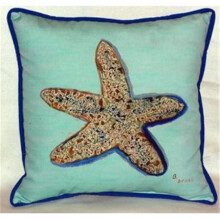 Betsy Drake ZP604C Starfish - Teal Indoor & Outdoor Throw Pillow, 22 x 22 in.