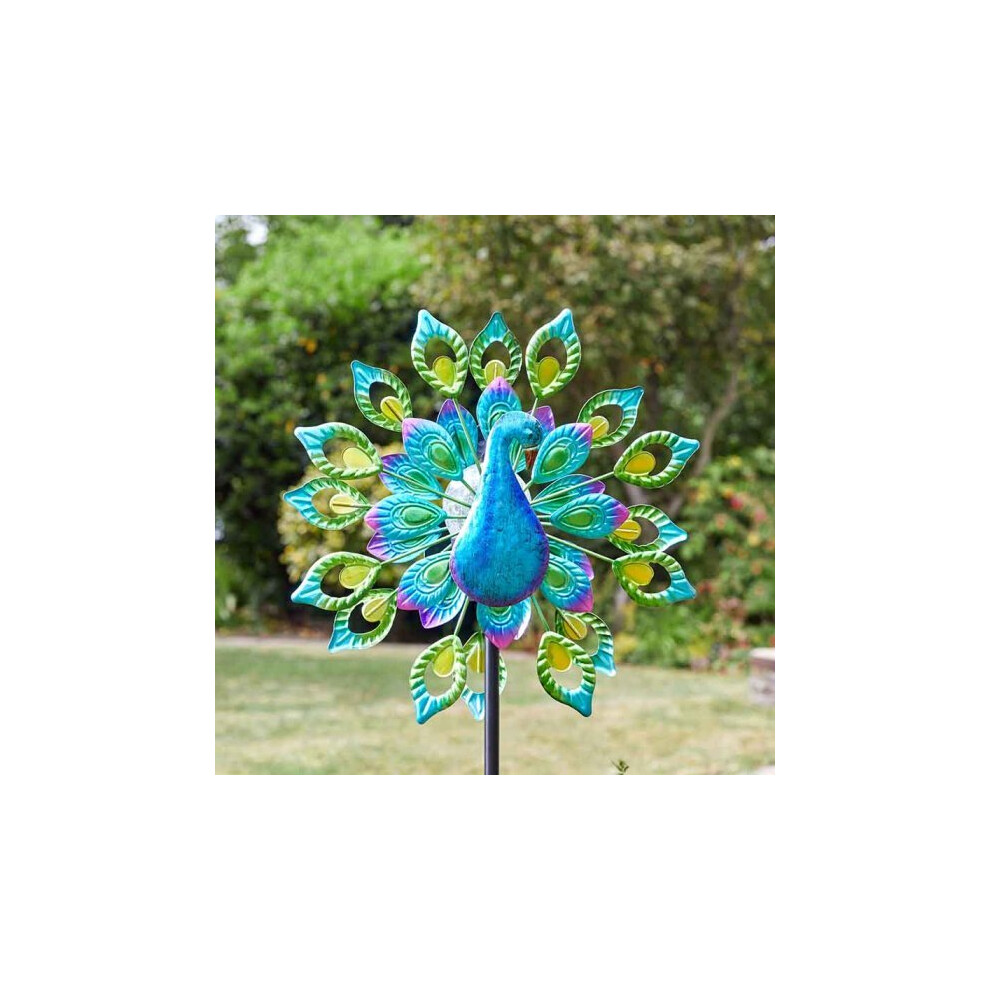Smart Solar Free Standing Decorative Solar Peacock Design Wind Spinner