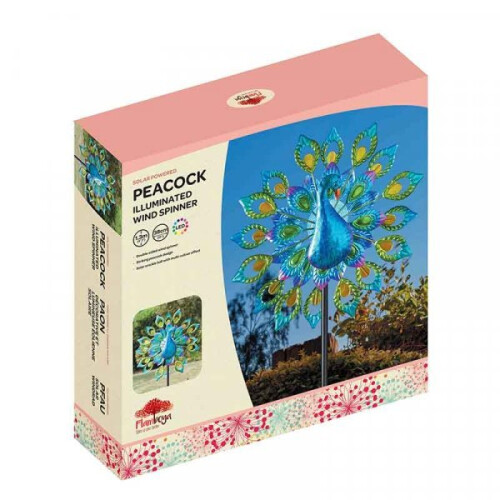 Free Standing Decorative SOLAR Peacock Design Wind Spinner 2