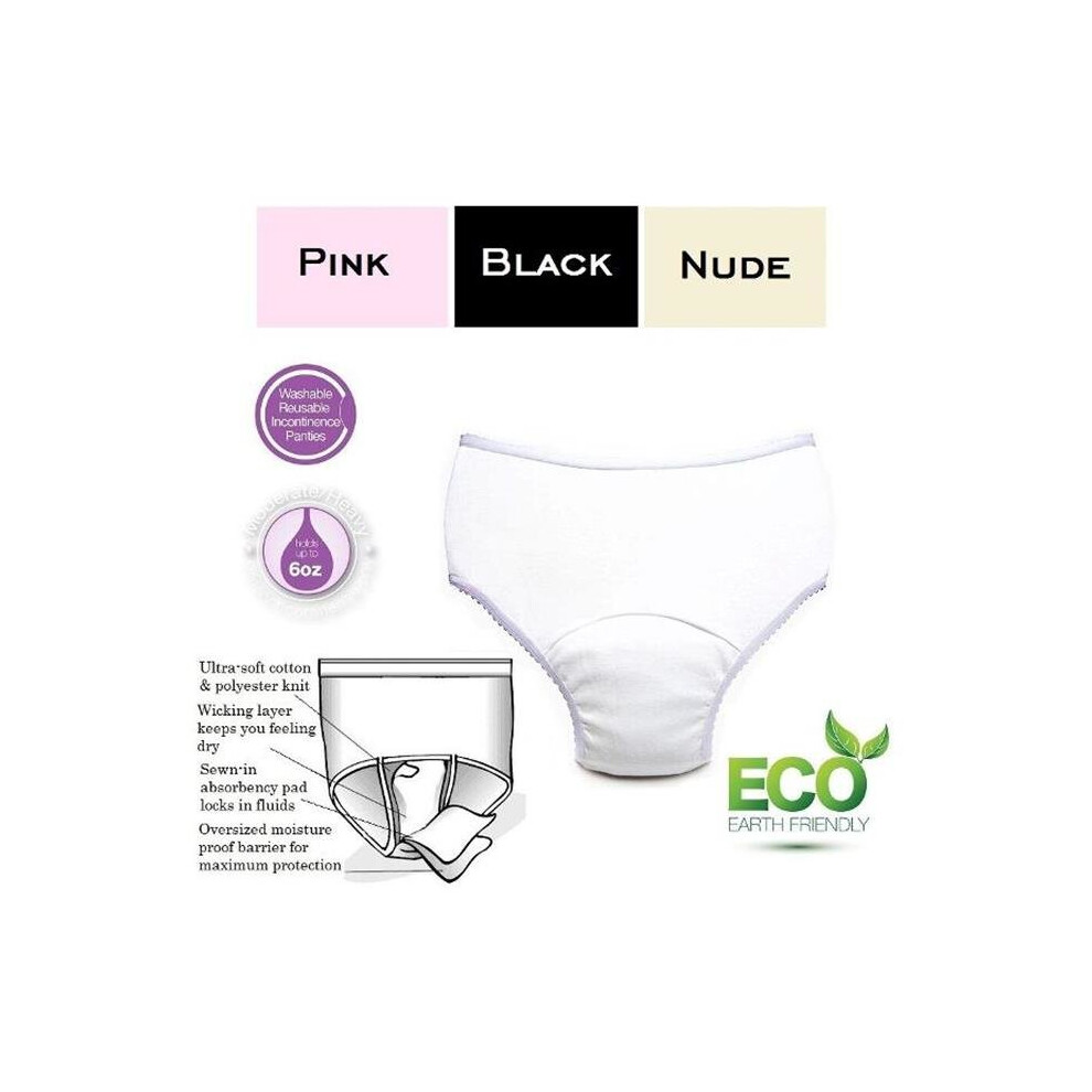 Care Apparel 2465-1C-Ast 6 Oz Large Ladies Reusable Incontinence Panty, Assorted Colors - Pack Of 3