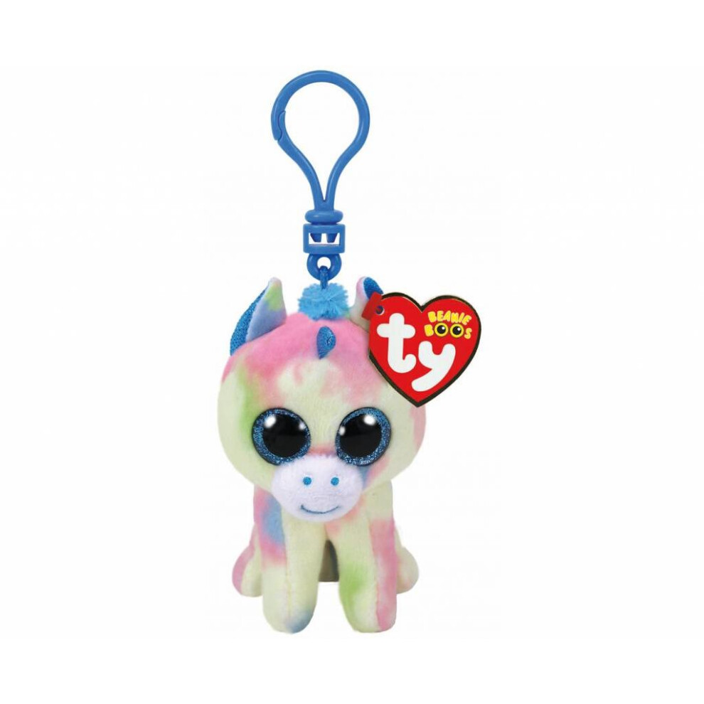 Ty Beanie Boo Blitz the Unicorn Keyring Clip Blue