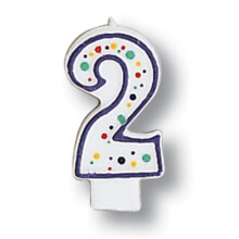 Creative Converting Polka Dots Numeral 2 Candle - 6 Count