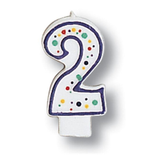 Creative Converting Polka Dots Numeral 2 Candle - 6 Count