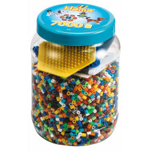 HAMA - 7000 MIDI Bügelperlen mit 2 Platten (Hexagonal und Hund) - Bastelbedarf - Unisex