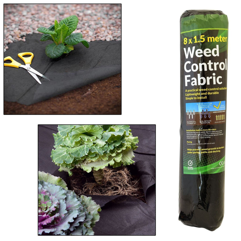 (1 Roll) Geezy Garden Weed Control Fabric Membrane - 8m x 1.5m