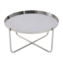 Ember Round Silver Chrome Tray Top Coffee Table