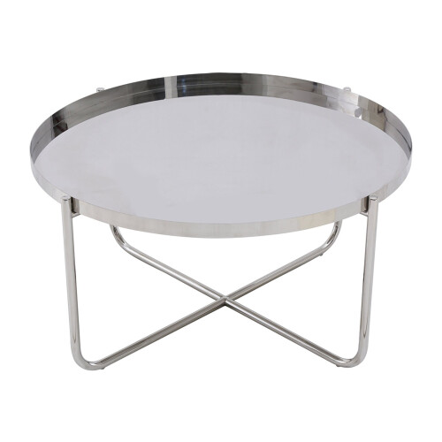 Ember Round Silver Chrome Tray Top Coffee Table