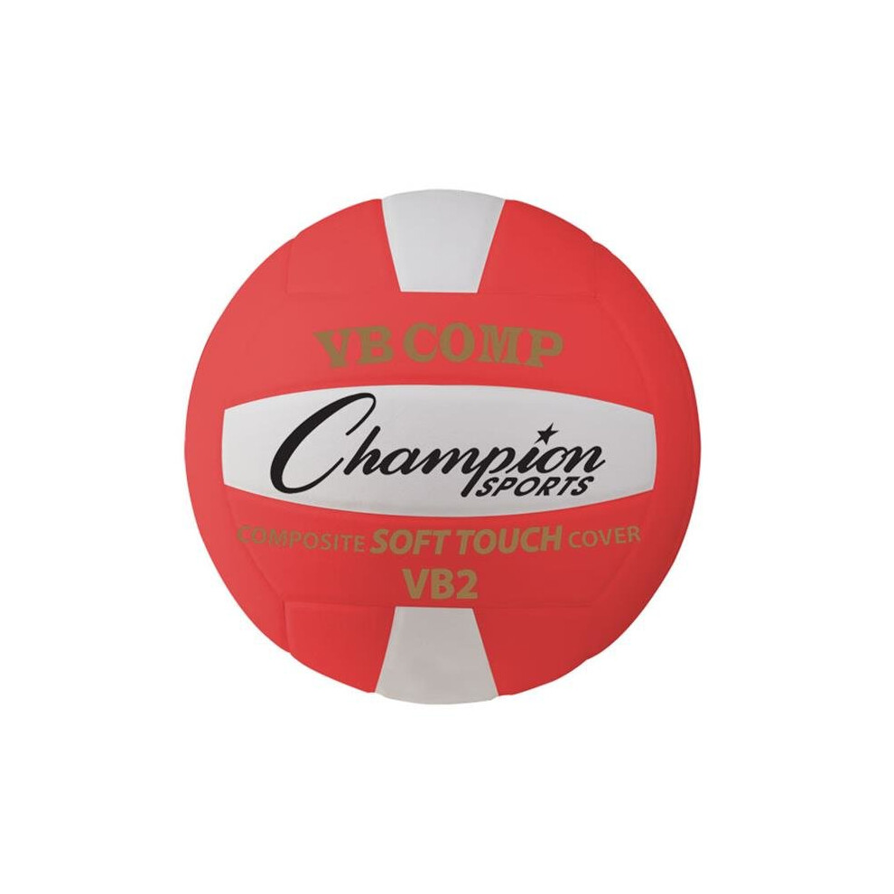 Champion Sports VB2RD 8.25 in. VB Pro Comp Series Volleyball&, Red & White-image-OPC-PQZSMY-NEW