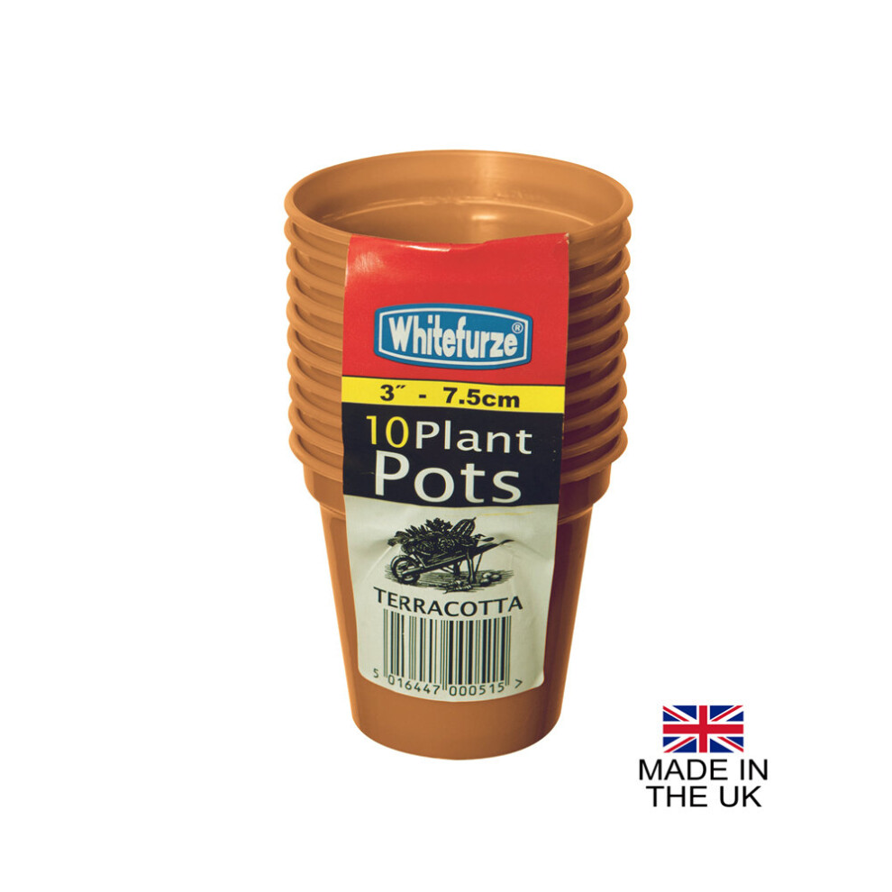 (3" Pot (Pack of 10)) Terracotta Colour Plastic Plant Flower Pots or Saucers - Various sizes 3" to 15