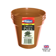 (6" Pot (Pack of 3)) Terracotta Colour Plastic Plant Flower Pots or Saucers - Various sizes 3" to 15"