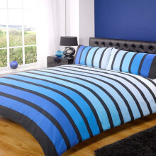 (Single) Soho Blue Striped Duvet Set by Finest Homeware